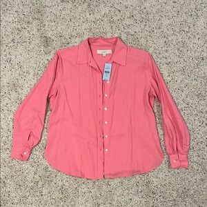 LOFT Coral Long Sleeve Blouse